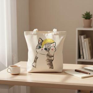 Sac fourre-tout en toile de coton réutilisable de 10 oz et 12 oz avec logo personnalisé, motif lettres, pour l'extérieur, sac de plage, vente en gros - Product Image 2
