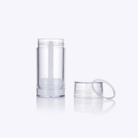 Tube vide en plastique transparent rond de 30g, 50g, 75g pour déodorant solide anti-transpirant avec bouchon à vis à poussoir et joint d'étanchéité