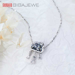 Gigajewe 3ct ทั้งหมด9K/14K/18K สร้อยคอทองคำขาวสีขาว9.5*7มมเมฆตัด Moissanite เมฆฝนธรรมชาติ - Product Image 4