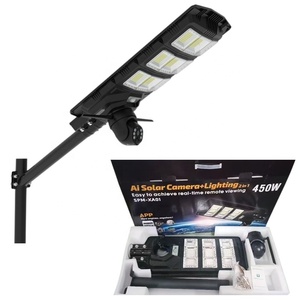 Lampu Jalan tenaga surya All in One, lampu jalan tenaga surya dengan kamera HD V380 APP kontrol WiFi sistem keamanan untuk penerangan Area luar ruangan - Product Image 1