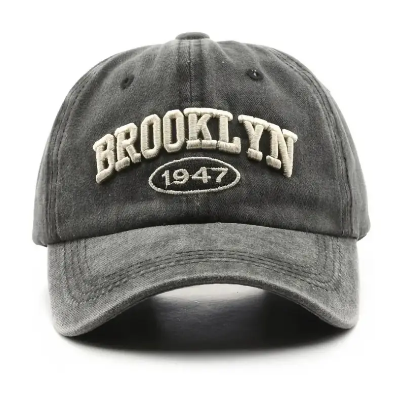 Gorras ajustadas bordadas con letras Brooklyn 1947 personalizadas gorra de béisbol de algodón informal tejida a la moda