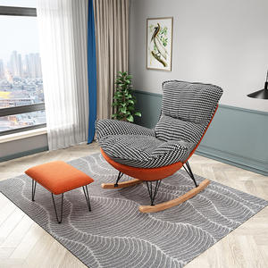 Chaise berçante inclinable en tissu moderne et pouf Chaise <span class=keywords><strong>de</strong></span> loisir en bois <span class=keywords><strong>pour</strong></span> fauteuil roulant moderne - Product Image 4