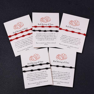 Moda Rojo Negro cuerda <span class=keywords><strong>7</strong></span> nudo <span class=keywords><strong>pulsera</strong></span> suerte amistad tejido cuerda ajustable cordón anudado <span class=keywords><strong>pulsera</strong></span> con tarjeta de regalo de papel - Product Image 1