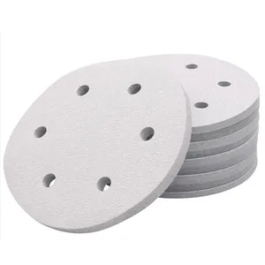 Высокопроизводительный 6 дюймов 150 мм 8 отверстий абразивный диск Белый шлифовальный бумажный диск для шлифования древесины и сплава