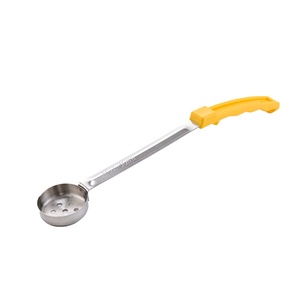 Stainless Steel Sustainable Soup Ladle Flat Bottom Hot <b>Pot</b> Spoon Long Handle Rubber Grip Colander Pan Utensil Kitchen - Product Image 5