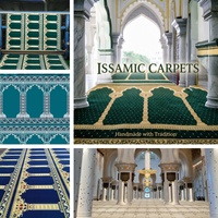 Tapis de prière en rouleau jacquard tissé pleine surface, lavable, en mélange de laine à poils longs, pour une installation sans joint dans la mosquée