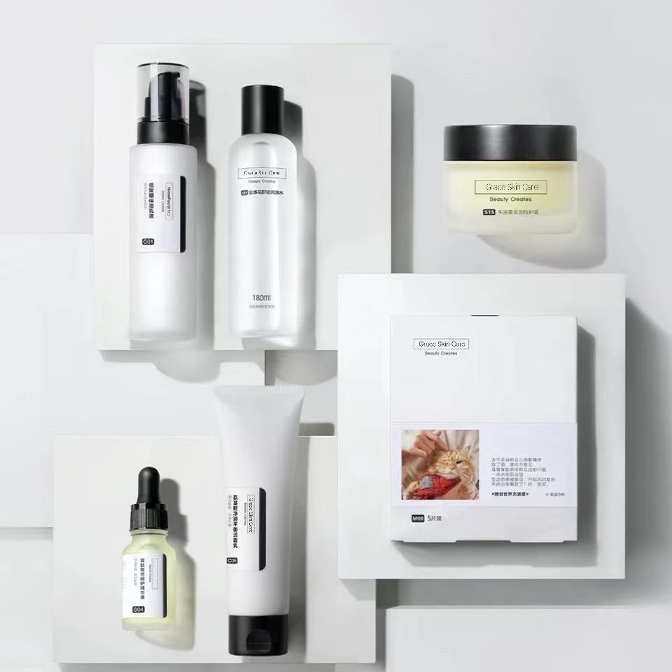 Custom Superior Private Label Facial Skin Care Set for All Skin Type Men Women Organic Nature Face Wash Moist Toner Serum Cream