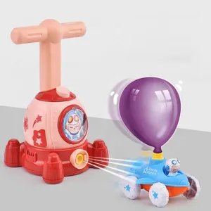 Vente chaude main pression ballon alimenté voiture enfants en plastique vaisseau spatial lanceur jouet voiture Ballon Voiture Jouet