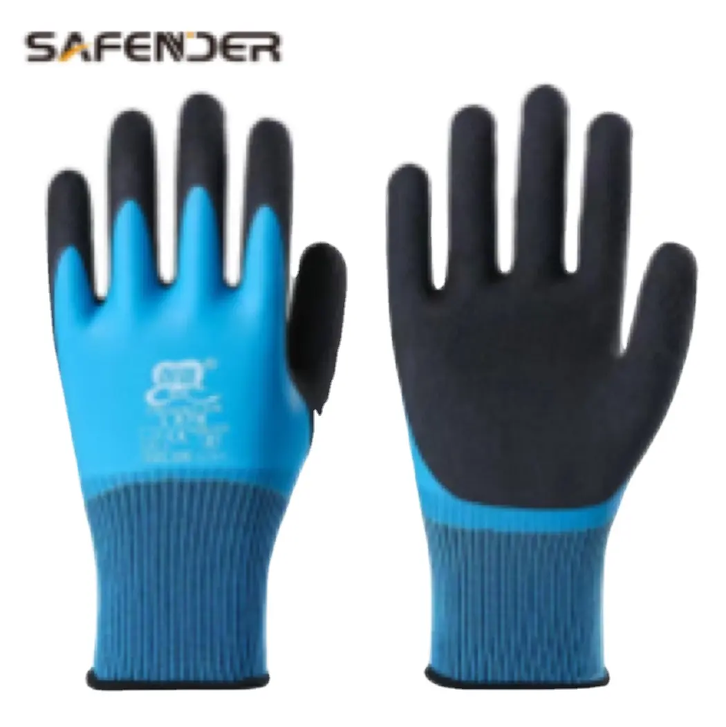Sarung tangan keselamatan, sarung tangan keselamatan tahan air dengan lapisan lateks telapak tangan untuk pekerja konstruksi berat