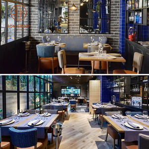 Silla de ratán Colección de cafeterías Sillas de respaldo tejidas con patrón de puntos azules y mesa redonda a juego para <span class=keywords><strong>Bistro</strong></span> - Product Image 6