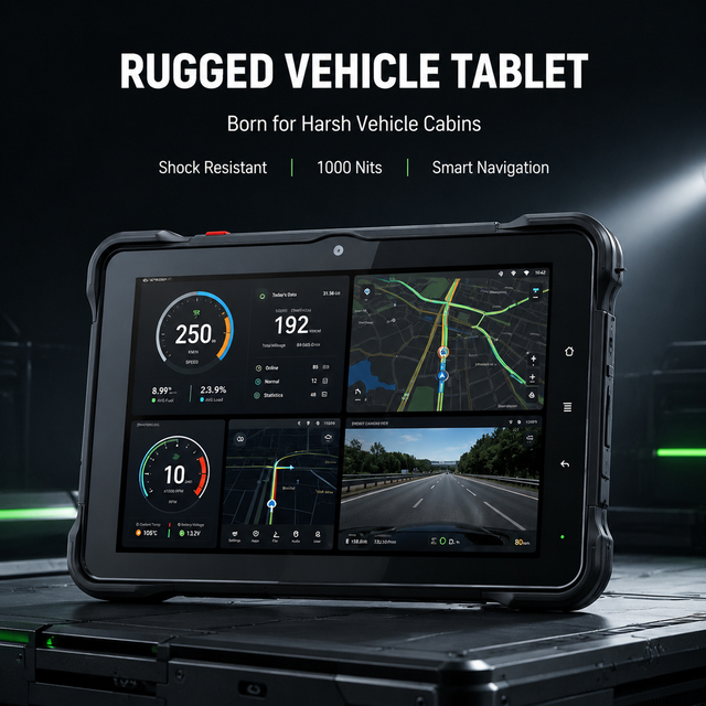 New 10.1 Inch Customized ODM/OEM Industrial Rugged Vehicle Tablet Android 9 with CANBUS RS232 RJ45 Wi- Fi GSM Fleet Management