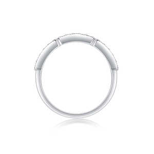 แหวนหมั้นเพชรโมอิสซาไนต์ทรงกลมสองแถวเงินแท้ 925 ประดับเพชรแบบหนามเตย ได้รับการรับรองจาก GRA สำหรับผู้หญิง - Product Image 3