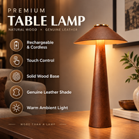 Lampe de table LED rechargeable en forme de dôme, commande tactile, sans fil, en bois, pour chambre à coucher, salon, bureau