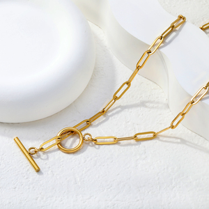 <span class=keywords><strong>Collier</strong></span> <span class=keywords><strong>Serpent</strong></span> en Acier Inoxydable Plaqué Or pour Femme, Anti-ternissement, avec Fermoir OT Massif, <span class=keywords><strong>Maille</strong></span> Tressée et Perles - Product Image 3
