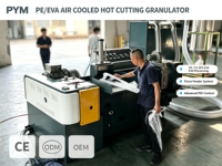 Granulateur de découpe à chaud PE + 15-30% EVA, machine de recyclage refroidie par air pour le compostage