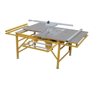 Serra de mesa deslizante multifuncional, serra horizontal dobrável e portátil de alta eficiência de processamento de madeira
