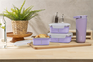 Boîte à lunch rectangulaire sans BPA personnalisée avec couvercles Récipients de stockage des aliments - Product Image 6