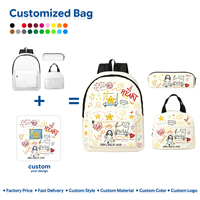 Ensemble de 3 sacs à dos personnalisés à imprimé géométrique, imperméables, pour étudiants, avec sac à déjeuner et trousse à crayons, grande capacité, sac d'école combiné