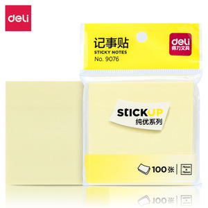 Blocs-notes adhésifs Deli 76x76mm 100 feuilles Bloc-notes carré pour le bureau et les étudiants - Product Image 1