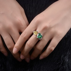 Anillo de compromiso de piedra de corazón doble de Plata de Ley 925, chapado en oro blanco, nuevo anillo clásico en forma de corazón para regalo de fiesta de boda - Product Image 5