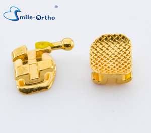 Staffa placcata oro ortodontico dentaria MIM bretelle metallo oro lucido staffe in metallo Orthodonia 022 018 Roth - Product Image 2