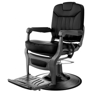 Fauteuil de Barbier Noir Moderne de Luxe pour Salon de Coiffure, Chaise de Barbier Ajustable et Rotative pour Hommes - Product Image 6