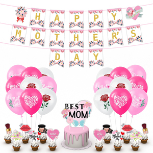 Ensembles <span class=keywords><strong>de</strong></span> décoration <span class=keywords><strong>de</strong></span> fête moderne blanc rose or joyeux anniversaire bannière ballons couronne rideaux pour <span class=keywords><strong>la</strong></span> célébration d'anniversaire des femmes - Product Image 5