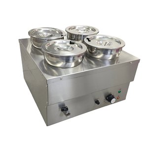 Calentador de Alimentos Eléctrico de 4L*4, Baño María de Sobremesa, Máquina Comercial para Calentar Sopas para Restaurantes, Catering y Buffet - Product Image 3