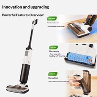 Aspirateur-serpillière portatif tout-en-un à moteur sans balais avec fonction d'annonce vocale, autonettoyant, pour sols domestiques, à double usage humide et sec