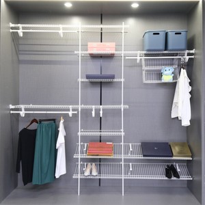 Matériel d'étagères de placard Organisateur de placard mural <span class=keywords><strong>en</strong></span> fil métallique avec étagère de rangement de garde-robe de plain-pied <span class=keywords><strong>pour</strong></span> placards et organisateurs de chambre - Product Image 6