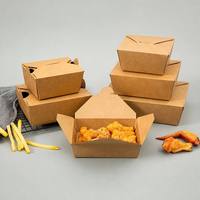 Contenants en papier kraft rigide rectangulaires mats, jetables, écologiques, biodégradables, de qualité alimentaire, pour salades, poulet frit, fruits