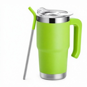 Modern Macaron Kids Stainless Steel Travel Mug Handle <b>Matte</b> Finish 401-500ml Capacity Back School Sublimation Blank Coffee - Product Image 2