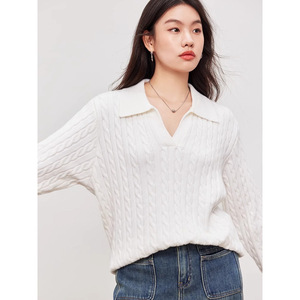 Pull-over tricoté à col en V pour <span class=keywords><strong>femme</strong></span>, anti-rides, pour l'hiver – Fabricants de vêtements personnalisés en stock - Product Image 3