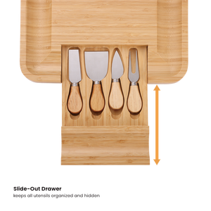 CEB01-1 Grand plateau à fromage en bambou et ensemble de couteaux, plateau à charcuterie, plateau de service à fromage, cadeaux uniques - Product Image 4