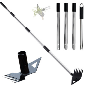 Houe à double face détachable à long manche, best-seller transfrontalier, pour désherber, couleur argent/noir, modèle 188 - Product Image 5