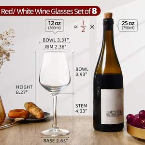 Ensemble de verres à vin en cristal sans plomb à bord carré, corps conique droit, pour la dégustation de vins rouges et blancs - Product Image 5