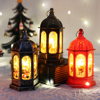 Lanterne décorative de Noël portable, veilleuse électronique lumineuse en plastique, dessin animé Père Noël Bonhomme de neige, cadeau de Noël