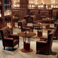 Meubles de restaurant modernes en bois massif écologiques, combinaison de table et de chaises de bar en forme de L