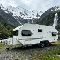 XISHUNLONG Caravane de voyage de luxe légère en aluminium pour 4 personnes |   Caravane moderne avec chambre indépendante, frein électrique, essieu AL-KO
