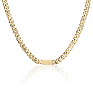 Conjunto de Joyería Personalizado con Grabado, Cadena Cubana de Acero Inoxidable Grueso con Baño de Oro de 18K, Pulsera y Collar - Product Image 3