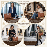 Bolso de Mano de Cuero de Diseño Clásico y Moderno 2026, Bolso Tote para Portátil de Gran Capacidad para Mujer