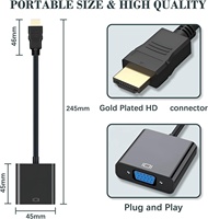 Adaptador Convertidor HDTV Macho a VGA Hembra Chapado en Oro Premium, Cable de Conversión HDTV Full HD 1080P para Computadora de Hogar y Portátil