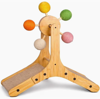 Griffoir rotatif pour chat en bois - Jouet interactif en bambou pour chat, pour chats d'intérieur, chatons et petits animaux