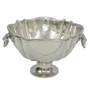 Bol de refroidissement à champagne style piédestal seau de stockage de glaçons en fonte d'aluminium bol en argent comptoir refroidisseur de vin Logo personnalisé - Product Image 1