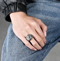 Bague pour homme sans nickel, vente chaude, bague personnalisée en acier inoxydable 316L plaqué or 18 carats, bijoux vintage
