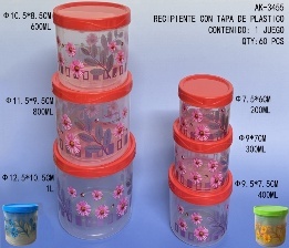 Set di contenitori per alimenti da 6 pezzi con coperchio, impilabili, in plastica, per la conservazione degli alimenti in cucina, con design floreale - Product Image 3