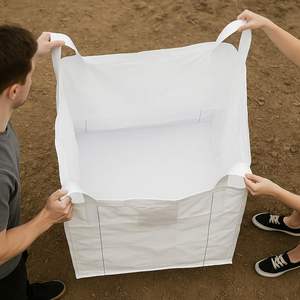 Sacos a granel FIBC Super Sack de alta resistencia industrial, de 1 tonelada, para transporte de granos y grava, con cierre tipo Duffle Top, fondo plano, de polipropileno, para uso agrícola. - Product Image 3