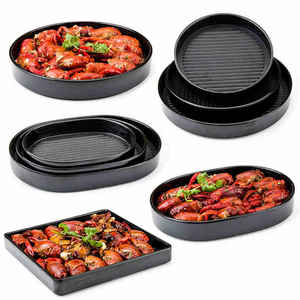 Benutzer definierte Logo Square Restaurant Weiß Schwarz Melamin Tablett Fleisch teller Hotpot Teller Gerichte Kunststoff Serviert abletts für Restaurant - Product Image 6