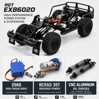 Camion RC tout-terrain RGT EX86020 Invader 1/10 4WD avec châssis en résine et métal CNC, 25KG, 4 canaux, portée <150m, éclairage LED, expert RTR, chargeur inclus