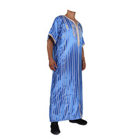 Vêtements musulmans traditionnels nigérians pour hommes Jubba en tissu brillant avec demi-manche Maroc Design Tailles 54-62